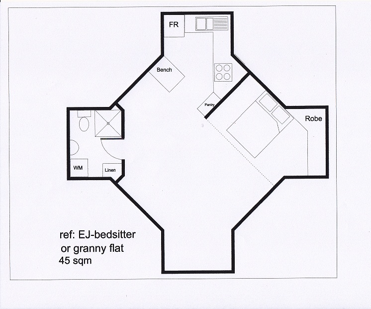 A bedsitter similar to the one bedroom but without bedroom walls.